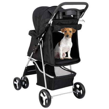 Segawe Foldable Pet Dog Stroller for Small Cat Dog with Storage Basket & Cup Holder for Pet Travel,Summerwins