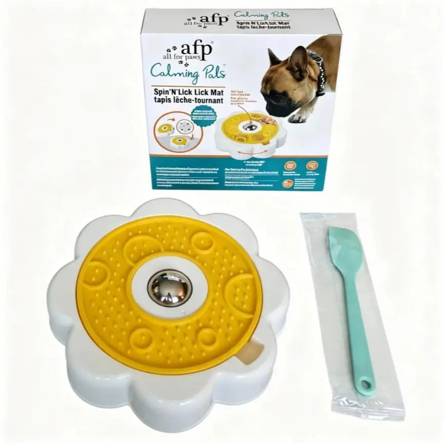 Allforpaws Rotating Liquid Treat Bowl and Lick Mat with Stainless Steel Ball, Enrichment Toy for Dogs and Cats, Non-Slip Suction Cup Design to Reduce Boredom and Anxiety