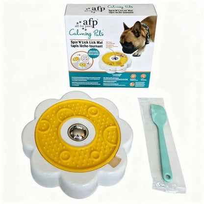 Allforpaws Rotating Liquid Treat Bowl and Lick Mat with Stainless Steel Ball, Enrichment Toy for Dogs and Cats, Non-Slip Suction Cup Design to Reduce Boredom and Anxiety