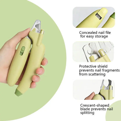 Professional Pet Nail Trimmer with LED Light and UV Lamp - Quick and Safe Grooming, Sharp Blades, Built-In Nail File, Nail Collector, Non-Slip Ergonomic Handle for All Pet Sizes