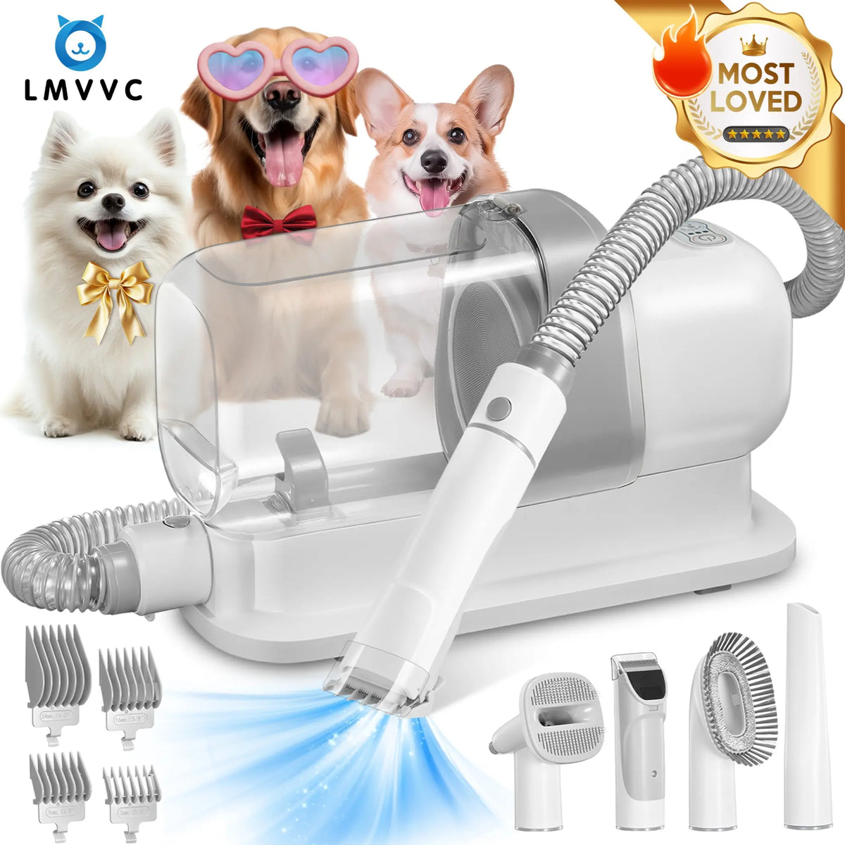 LMVVC Professional Pet Grooming Kit with Vacuum for Dogs and Cats