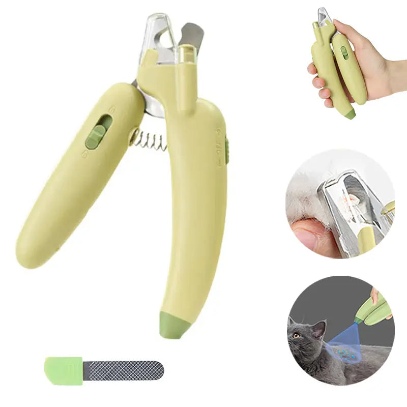 Professional Pet Nail Trimmer with LED Light and UV Lamp - Quick and Safe Grooming, Sharp Blades, Built-In Nail File, Nail Collector, Non-Slip Ergonomic Handle for All Pet Sizes