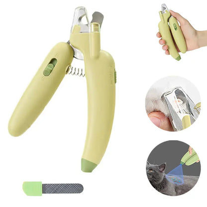 Professional Pet Nail Trimmer with LED Light and UV Lamp - Quick and Safe Grooming, Sharp Blades, Built-In Nail File, Nail Collector, Non-Slip Ergonomic Handle for All Pet Sizes