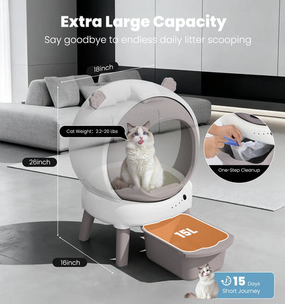 Automatic Self-Cleaning Litter Box for Multiple Cats with APP Monitoring, Dual Safety Features, and Odor-Free Waste Disposal - Includes Trash Bags, Pink