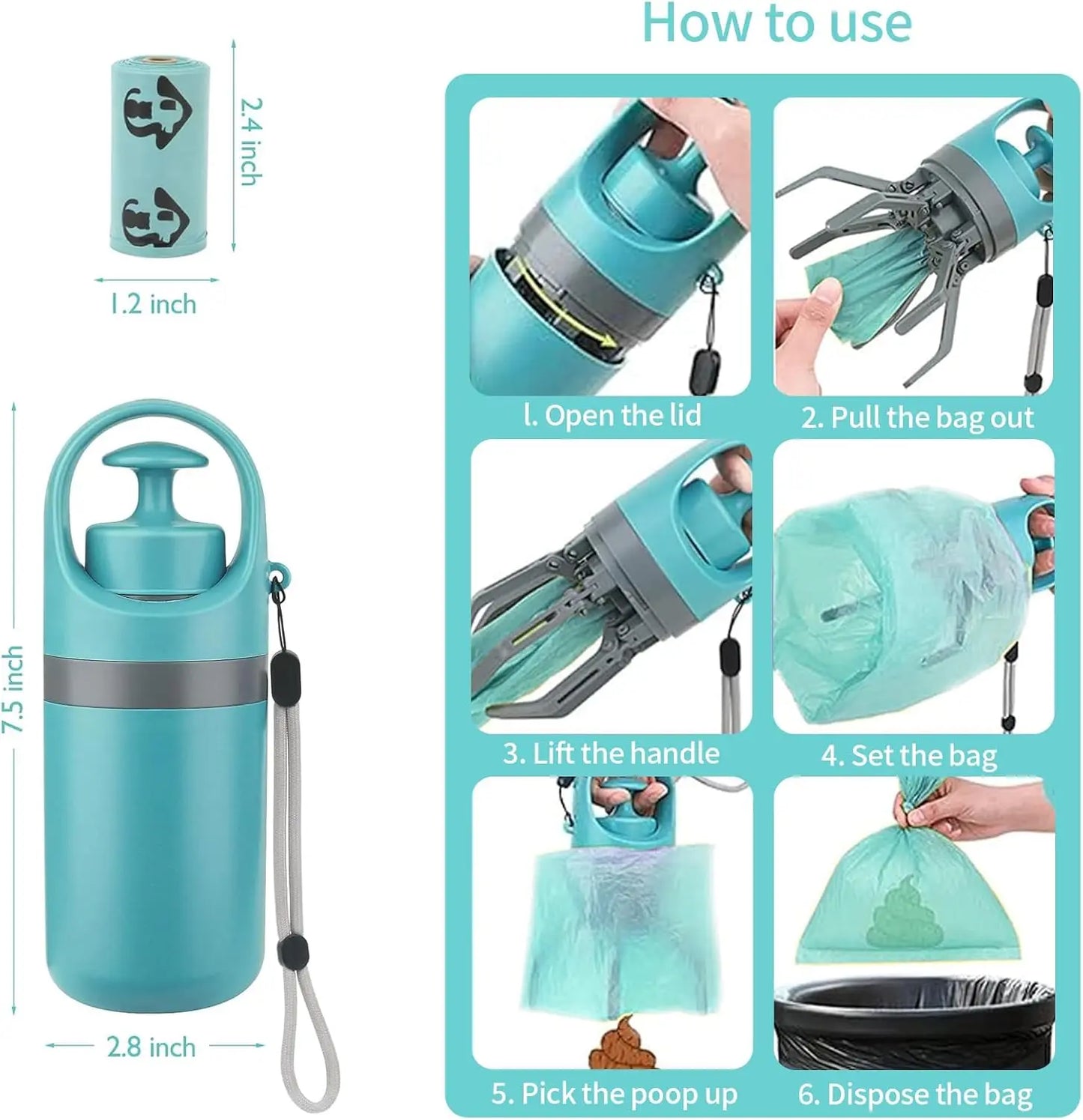 Portable Pet Waste Management Solution: Dog Poop Scooper and Waste Bag Dispenser