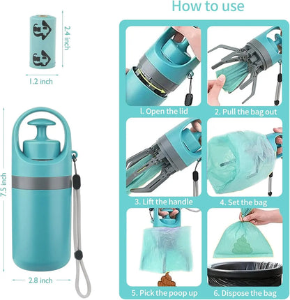 Portable Pet Waste Management Solution: Dog Poop Scooper and Waste Bag Dispenser