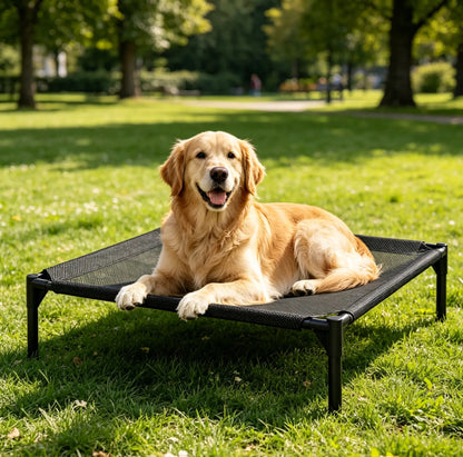 Pawplanet Elevated Cooling Dog Bed - Breathable Mesh and Oxford Cloth for Indoor and Outdoor Use, Portable Raised Pet Bed for Summer Comfort