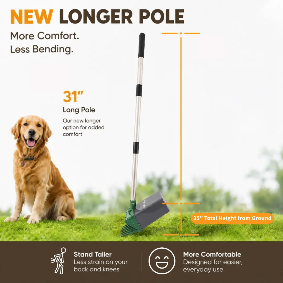 Neater Pets Lift N' Bag Dog Pooper Scooper with Extended 31” Pole - Innovative Scoop-To-Bag Design, One-Handed Operation, Extra-Large Bags, Made in the USA