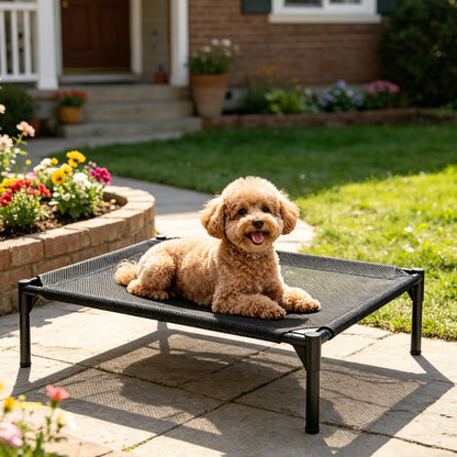 Pawplanet Elevated Cooling Dog Bed - Breathable Mesh and Oxford Cloth for Indoor and Outdoor Use, Portable Raised Pet Bed for Summer Comfort