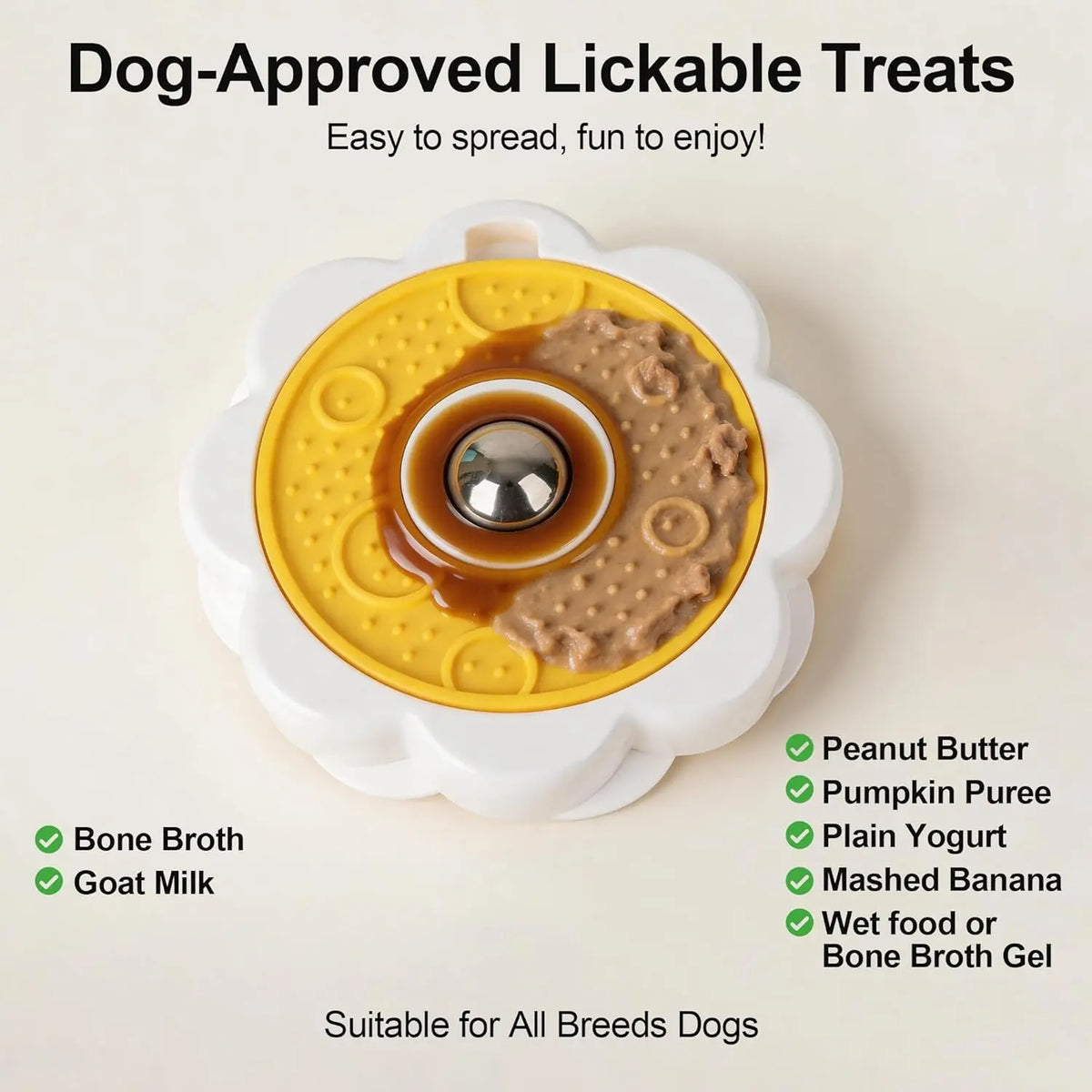 Allforpaws Rotating Liquid Treat Bowl and Lick Mat with Stainless Steel Ball, Enrichment Toy for Dogs and Cats, Non-Slip Suction Cup Design to Reduce Boredom and Anxiety