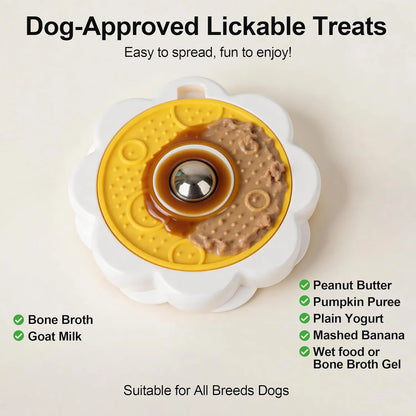 Allforpaws Rotating Liquid Treat Bowl and Lick Mat with Stainless Steel Ball, Enrichment Toy for Dogs and Cats, Non-Slip Suction Cup Design to Reduce Boredom and Anxiety