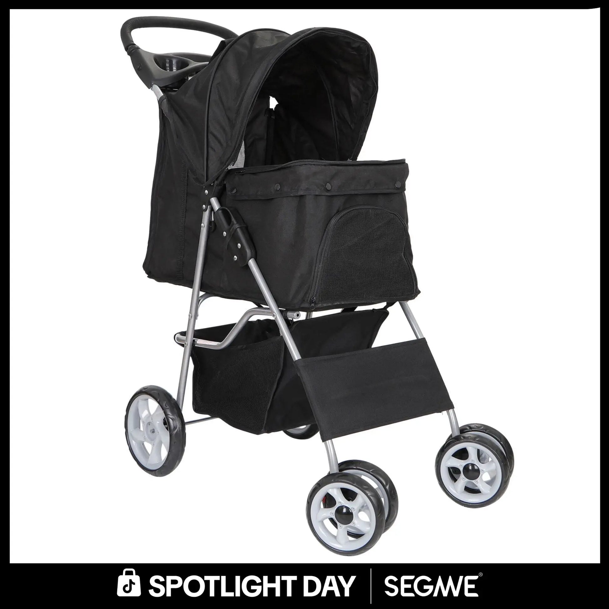 Segawe Foldable Pet Dog Stroller for Small Cat Dog with Storage Basket & Cup Holder for Pet Travel,Summerwins