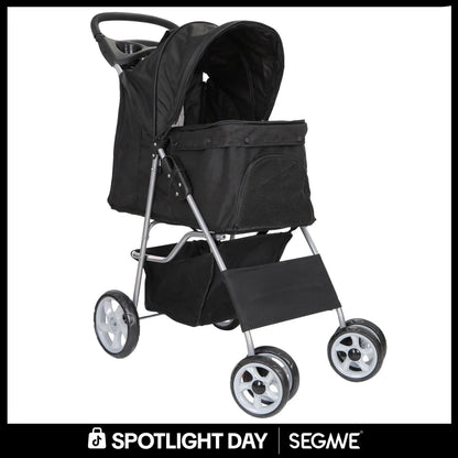 Segawe Foldable Pet Dog Stroller for Small Cat Dog with Storage Basket & Cup Holder for Pet Travel,Summerwins