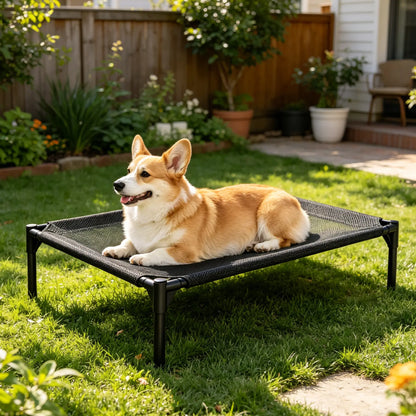 Pawplanet Elevated Cooling Dog Bed - Breathable Mesh and Oxford Cloth for Indoor and Outdoor Use, Portable Raised Pet Bed for Summer Comfort