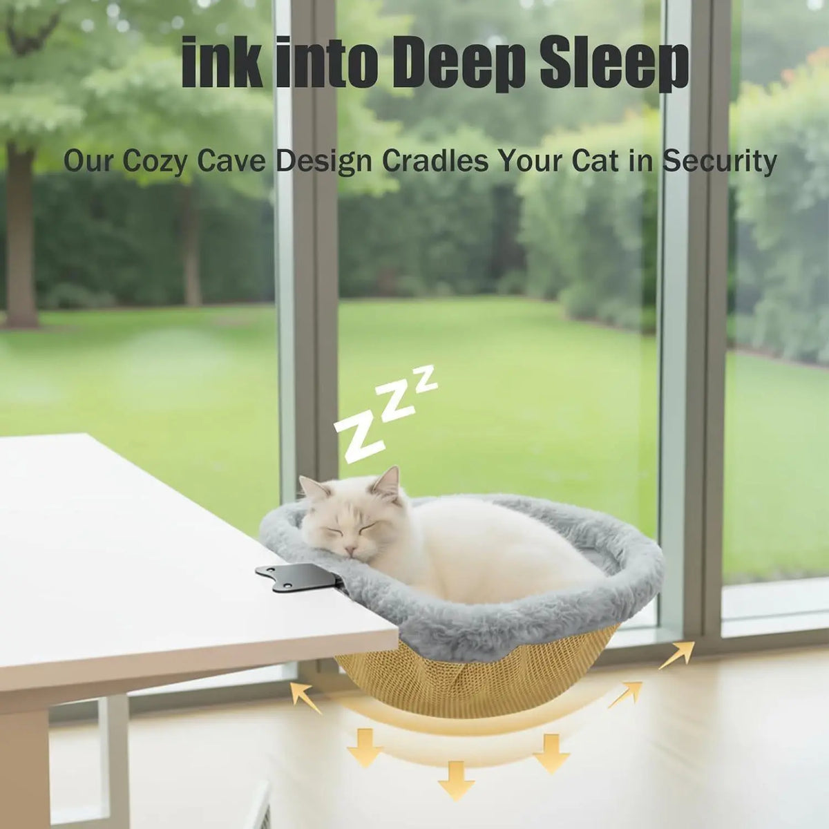 Premium Cat Climbing Tower with Detachable Bed & Foldable Hammock, Sturdy Frame Supports Up to 40 lbs, Clip-On Perch for Desks & Windowsills Under 2 Inches | Enhance Your Home Office with a Cat-Friendly Solution
