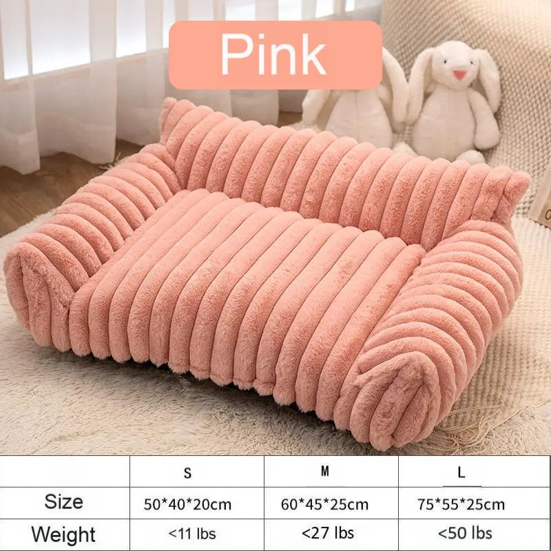 Premium Fluffy Fleece Pet Sofa Bed with Four Styles, Soft and Cozy Design, Thick Mat, Removable and Washable Cover, Ideal for Indoor Cats and Outdoor Use