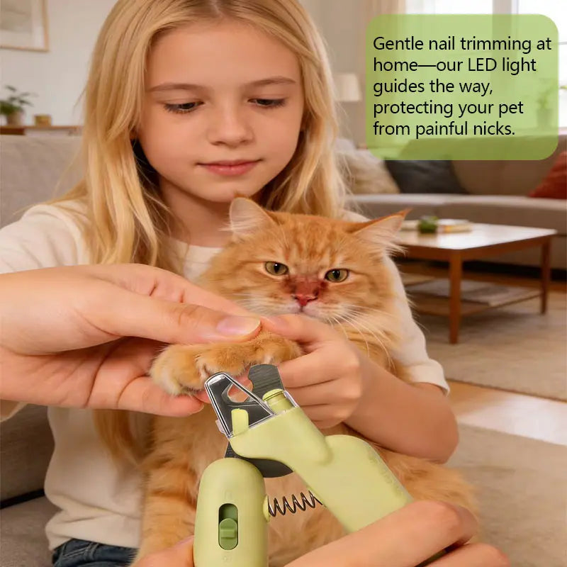 Professional Pet Nail Trimmer with LED Light and UV Lamp - Quick and Safe Grooming, Sharp Blades, Built-In Nail File, Nail Collector, Non-Slip Ergonomic Handle for All Pet Sizes