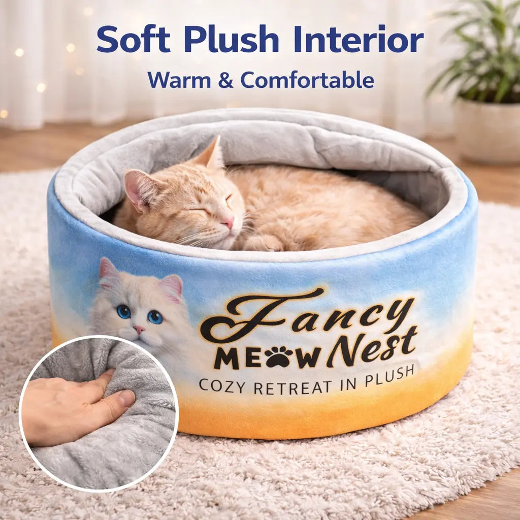 Covered Cat Bed - 19.7" Cozy Enclosed Plush Cave with Soft Lid Design for Indoor Cats and Kittens