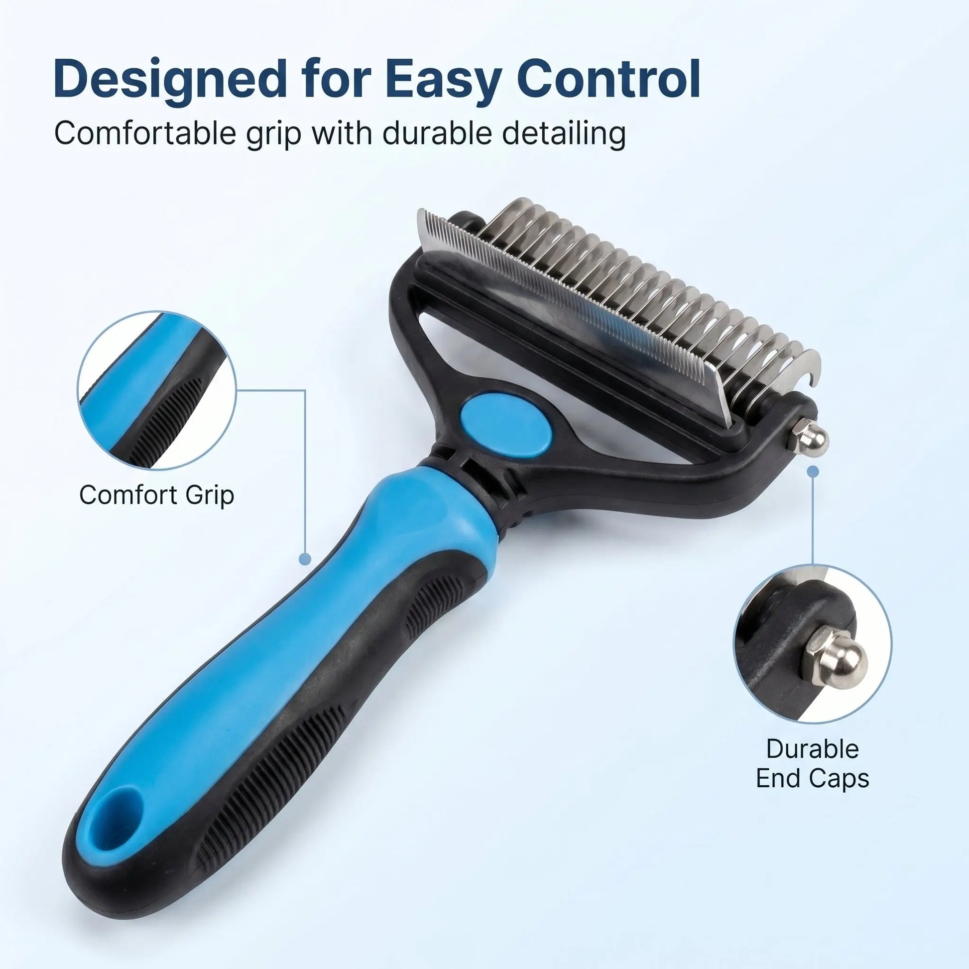 Dual-Sided Stainless Steel Pet Grooming Brush and Deshedding Comb for Dogs - Undercoat Rake with Metal Teeth for Reducing Shedding and Detangling Knots and Mats, Ideal for Daily Home Grooming