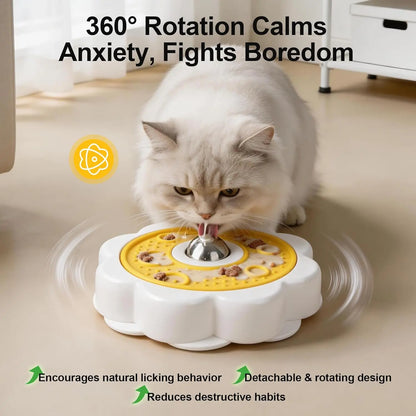 Allforpaws Rotating Liquid Treat Bowl and Lick Mat with Stainless Steel Ball, Enrichment Toy for Dogs and Cats, Non-Slip Suction Cup Design to Reduce Boredom and Anxiety