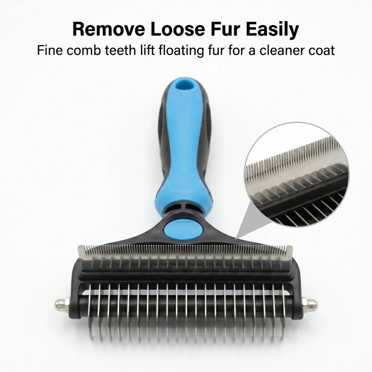 Dual-Sided Stainless Steel Pet Grooming Brush and Deshedding Comb for Dogs - Undercoat Rake with Metal Teeth for Reducing Shedding and Detangling Knots and Mats, Ideal for Daily Home Grooming