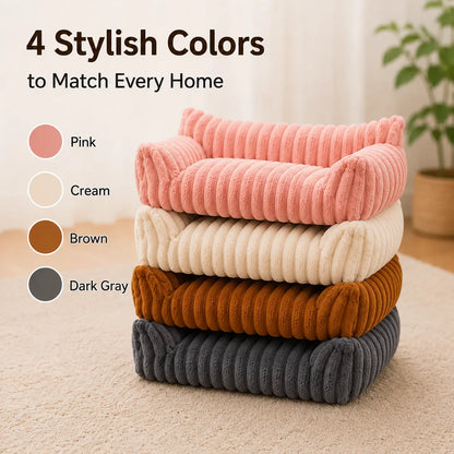 Premium Fluffy Fleece Pet Sofa Bed with Four Styles, Soft and Cozy Design, Thick Mat, Removable and Washable Cover, Ideal for Indoor Cats and Outdoor Use