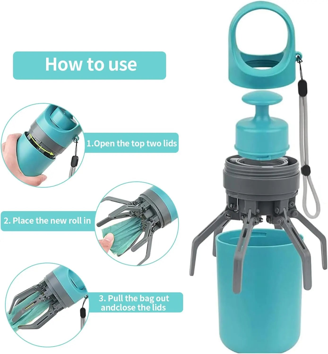 Portable Pet Waste Management Solution: Dog Poop Scooper and Waste Bag Dispenser