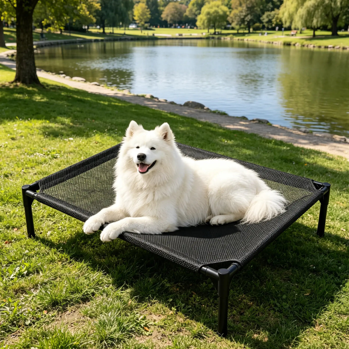 Pawplanet Elevated Cooling Dog Bed - Breathable Mesh and Oxford Cloth for Indoor and Outdoor Use, Portable Raised Pet Bed for Summer Comfort