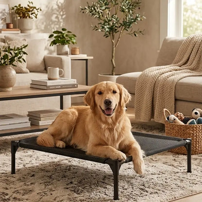 Pawplanet Elevated Cooling Dog Bed - Breathable Mesh and Oxford Cloth for Indoor and Outdoor Use, Portable Raised Pet Bed for Summer Comfort