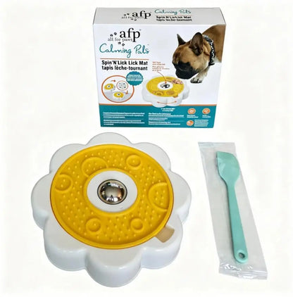 Allforpaws Rotating Liquid Treat Bowl and Lick Mat with Stainless Steel Ball, Enrichment Toy for Dogs and Cats, Non-Slip Suction Cup Design to Reduce Boredom and Anxiety
