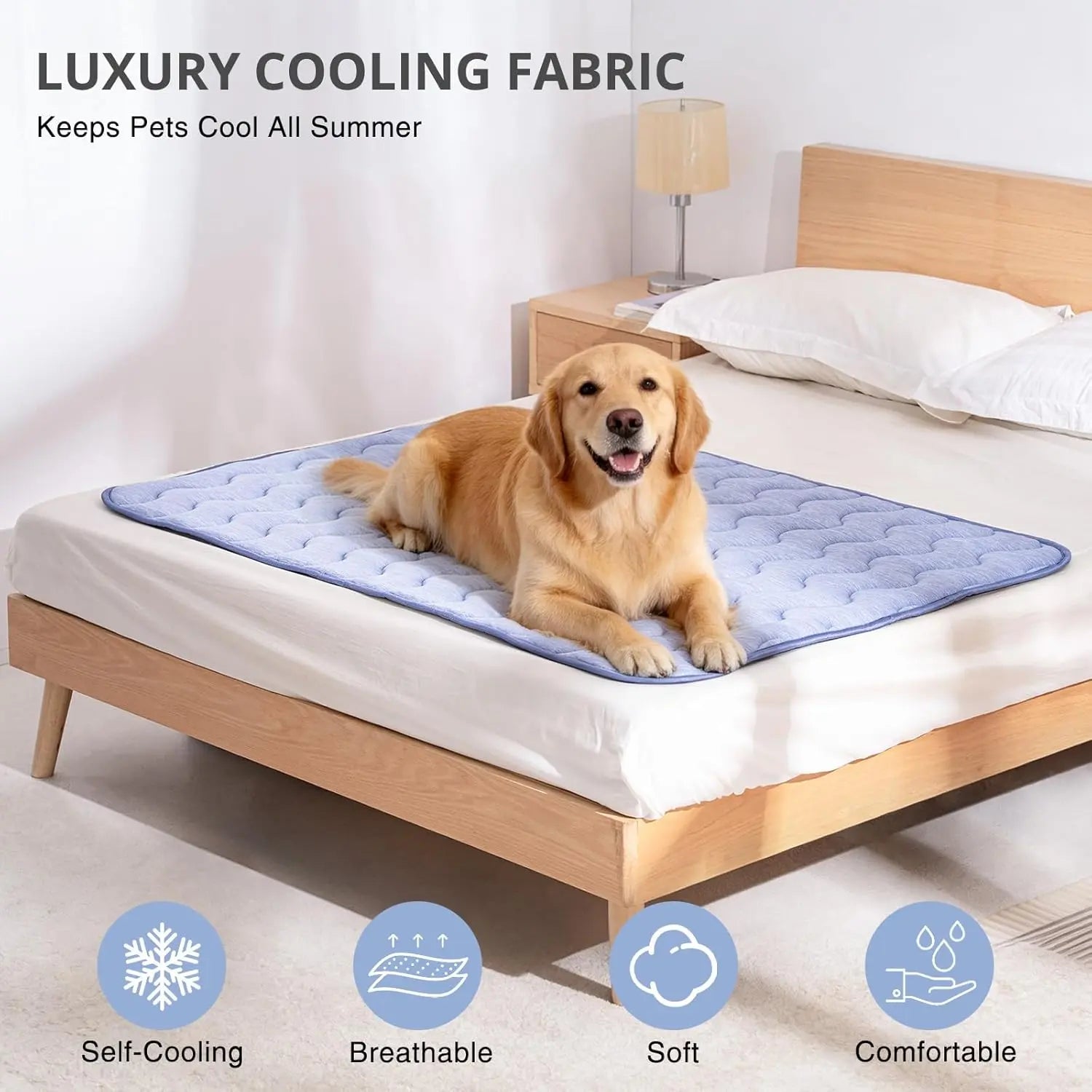 Cooling Mat for Dogs – Q-MAX>0.45 Washable Non-Slip Pet Cooling Pad for Large Dogs, No Gel or Electricity Required, Ideal for Summer Use