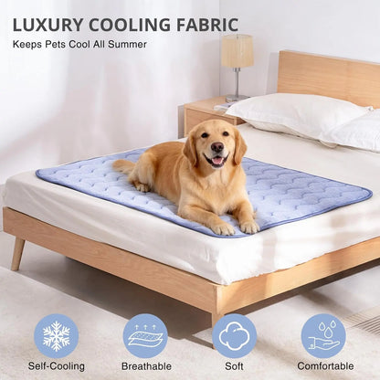 Cooling Mat for Dogs – Q-MAX>0.45 Washable Non-Slip Pet Cooling Pad for Large Dogs, No Gel or Electricity Required, Ideal for Summer Use
