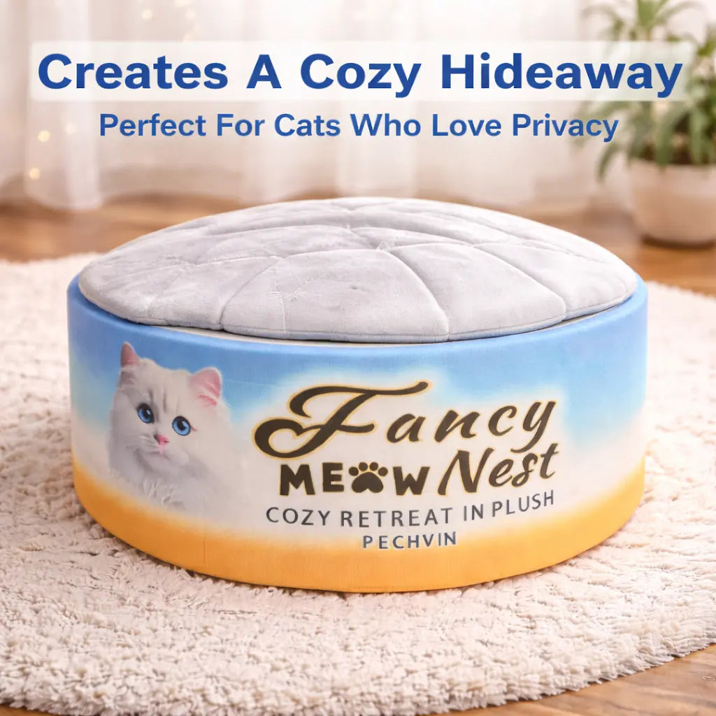 Covered Cat Bed - 19.7" Cozy Enclosed Plush Cave with Soft Lid Design for Indoor Cats and Kittens